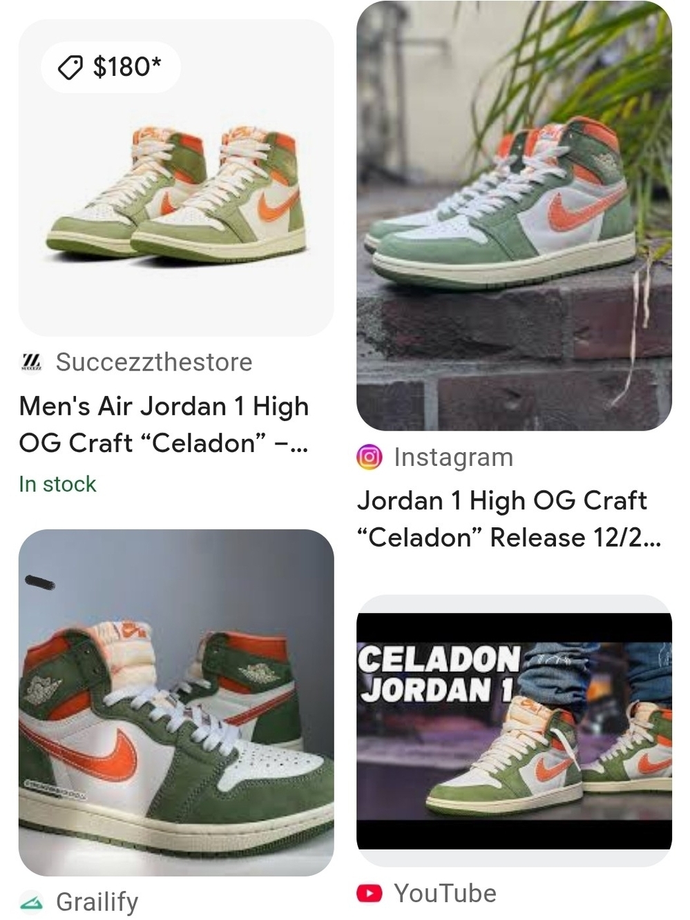 Nike Air Jordan 1 High OG Craft — Green/Orange/White